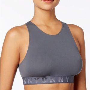 DKNY Grey Women’s Litewear Seamless Ribbed Crop Top Bralette Size Medium